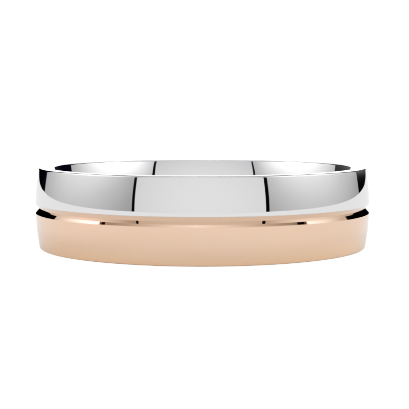 Półokrągła obrączka ślubna wielokolorowa ze złota różowo-białego 585